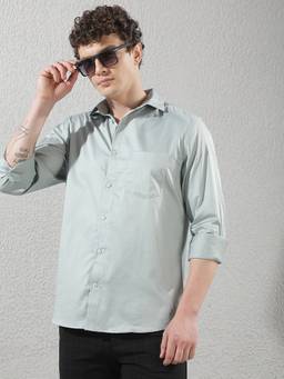 CRIMSOUNE CLUB - Men Sage Green Solid Shirt