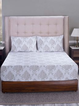 Maspar - Vintage PBS Nomad Sculpt Pietra 400 TC Cotton Neutral King Bed Sheet, 2 Pillow Covers