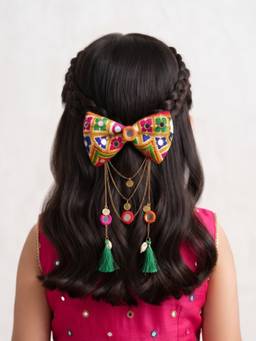 Choko - Multicolor Mirror Bow Design Alligator Hair Clip for Girls