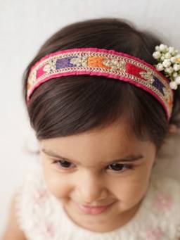 Choko - Pink Multicolor Block Embroidered Headband