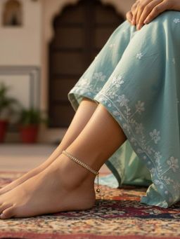 Accessher - Gold-Tone Multistrand Rhinestone Ghungroo Adjustable Anklet