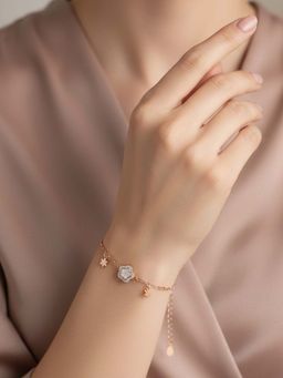 925 SILLER - 925 Pure Silver Rose Gold Adjustable Bracelet