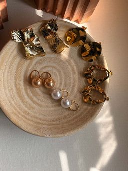 Niska - Statement 18k Gold Plated Anti Tarnish Earrings (Pack of 3)