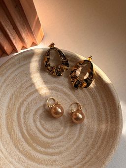 Niska - Statement 18k Gold Plated Anti Tarnish Earrings (Pack of 2)