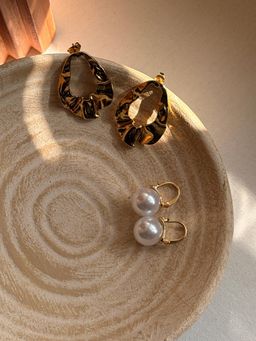 Niska - Statement 18k Gold Plated Anti Tarnish Earrings (Pack of 2)