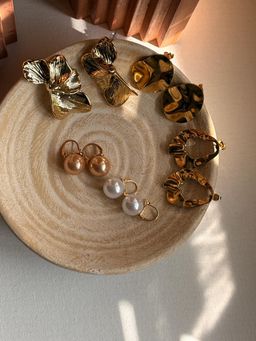 Niska - Statement 18k Gold Plated Anti Tarnish Earrings (Pack of 5)