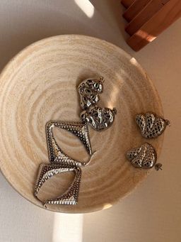 Niska - Silver Plated Anti Tarnish Statement Drop Earrings (Pack of 3)