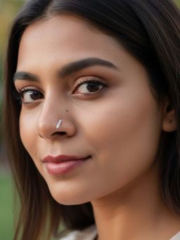 Accessher - Silver-Tone Rhinestone Minimal Pierced Nose Pin Stud for Women and Girls