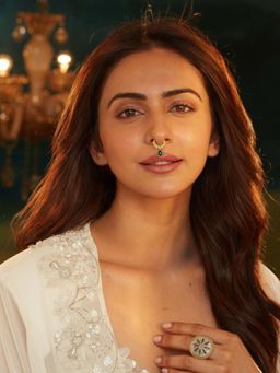 Accessher - Antique Gold Clip-On Septum Adjustable Nose Ring with Green Teardrop Stone