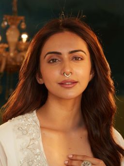 Accessher - Antique Gold U-Shape Clip-On Septum Adjustable Nose Ring with White Stone