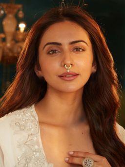 Accessher - Antique Gold-Tone Clip-On Septum Adjustable Nose Ring White Stone Drop