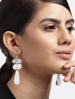 RICHEERA - Silver-Toned Contemporary Drop Earrings