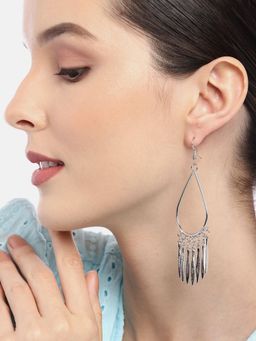 RICHEERA - Silver-Toned Teardrop Shaped Drop Earrings