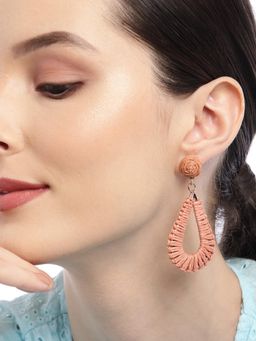 RICHEERA - Peach-Coloured Oval Drop Earrings
