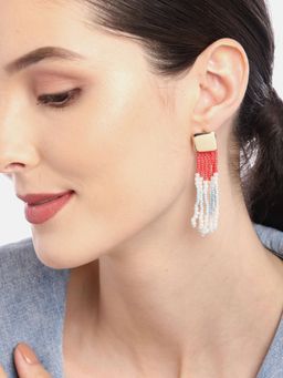 RICHEERA - Gold-Toned and Coral Contemporary Drop Earrings