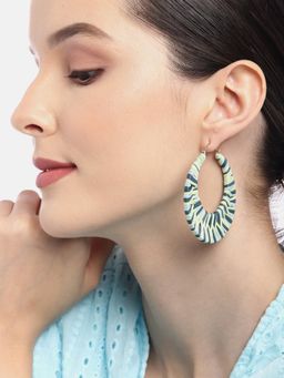 RICHEERA - Green and Blue Circular Hoop Earrings