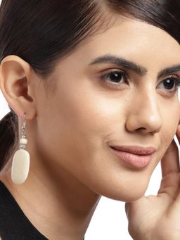 RICHEERA - Off White Oval Drop Earrings