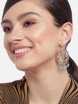 RICHEERA - Multi-colour Gold-Toned Beaded Oval Drop Earrings
