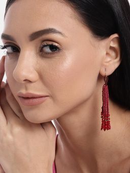 RICHEERA - Red Teardrop Shaped Drop Earrings