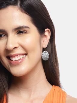 RICHEERA - Silver-Plated Oval Drop Earrings