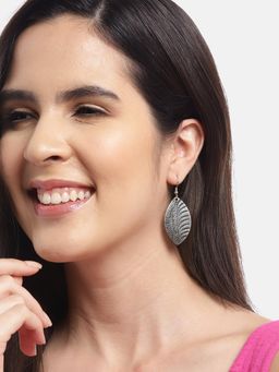 RICHEERA - Silver-Plated Leaf Shaped Drop Earrings