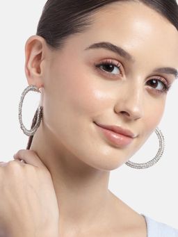 RICHEERA - Silver-Plated Circular Half Hoop Earrings