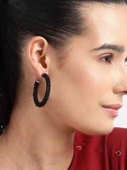 RICHEERA - Circular Artificial Beads Half Hoop Earrings