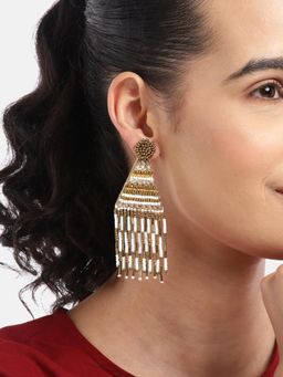 RICHEERA - Gold-Plated Geometric Artificial Beads Drop Earrings