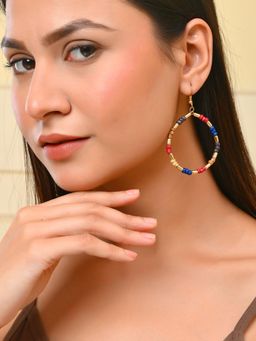 RICHEERA - Gold Plated Circular Multi-colour Hoop Earrings