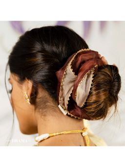 Hair Drama Co. - Large Dual color Silk Satin Scrunchy with Gota Patti - Lilac
