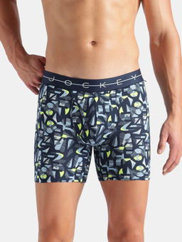 Jockey - Ny03 Men Cotton Elastane Printed Boxer Brief-Navy,White and Dusk Blue