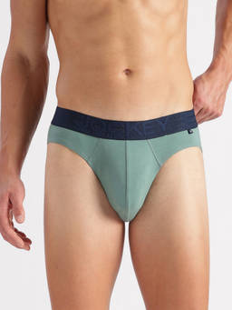 Jockey - Us59 Men Super Combed Cotton Elastane Solid Brief-Sage Brush Green