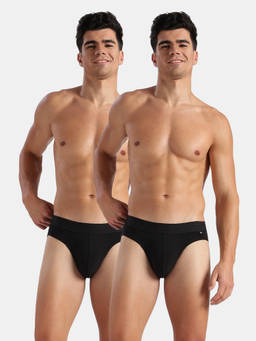 Jockey - Us59 Men Super Combed Cotton Elastane Solid Brief-Black(Pack Of 2)