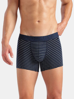 Jockey - Us68 Men Super Combed Cotton Elastane Stretch Striped Trunk-Navy