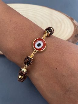 Digital Dress Room - Red Color Evil Eye Men Rudraksha Bracelet
