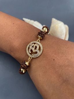 Digital Dress Room - Om Pendant Mens Rudraksha Ad Bracelet