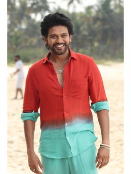 HILO DESIGN - Teal Sunset Ombre Cotton Chiffon Shirt