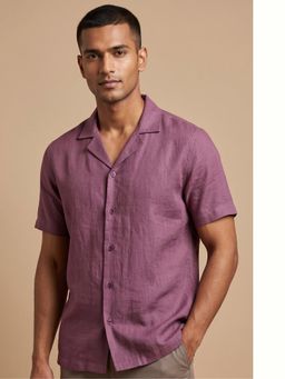 HILO DESIGN - Wine Linen Plain Shirt