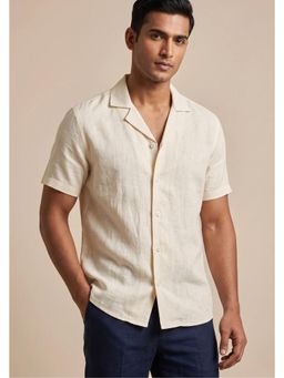 HILO DESIGN - Cream Linen Plain Shirt