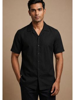 HILO DESIGN - Black Cotton Solid Shirt