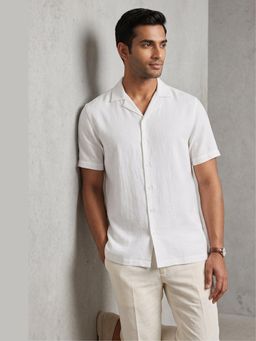 HILO DESIGN - White Linen Plain Shirt