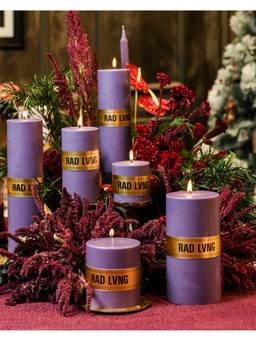 Rad Living - Purple Pillar Candles Lily of the valley scented (Pack of 6)