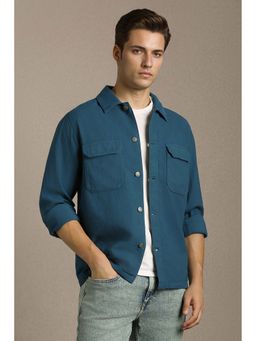 Louis Philippe - Men Casual Teal Solid Shacket