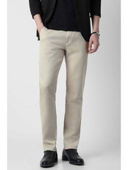 Peter England - Men Beige Solid Super Slim Fit Trousers