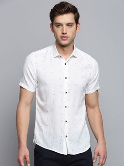 SHOWOFFFF - Mens Spread Collar Solid White Classic Shirt