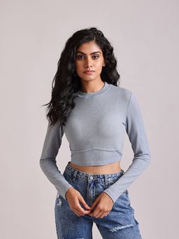 Cover Story - Blue Solid Lurex Top