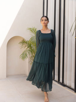 Polago Clothing - Emerald Green Chiffon Dress
