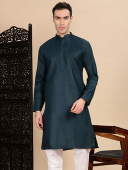 Sanwara - Blue Solid/Plain Regular Fit Kurta
