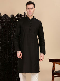 Sanwara - Black Self Design Regular Fit Kurta