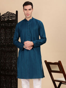 Sanwara - Teal Self Design Regular Fit Kurta